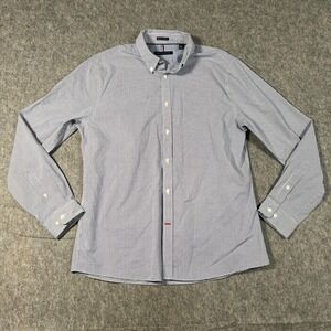 Tommy Hilfiger Men's Button-Down‎ Shirt Size 16 1/2 Gingham Slim Fit Non-Iron